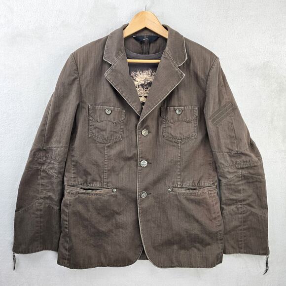 House of Howe Reconstructed Blazer Jacket Skull Lining Men's Size 42 Vtg Y2K - Picture 1 of 16